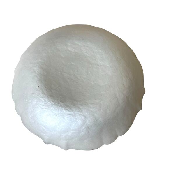 Akcam Pearl White Turkish Glass Bowl Scalloped Gold Edge 9.5" New - Picture 9 of 10